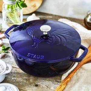 STAUB French Ovens*3.75 Qt, Essential French Oven Rooster Lid, Dark Blue