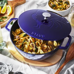 STAUB French Ovens*3.75 Qt, Essential French Oven Rooster Lid, Dark Blue