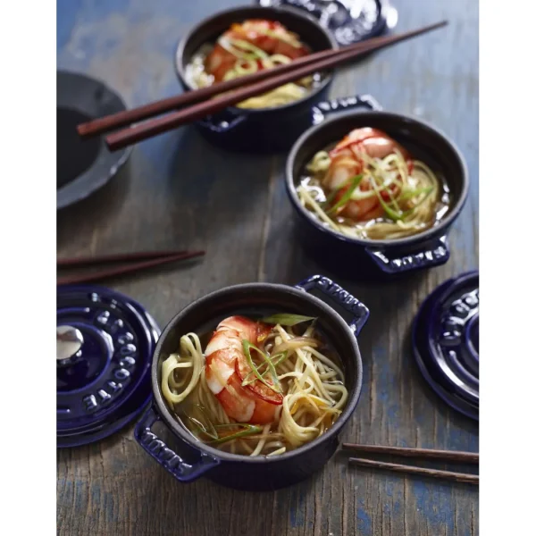 STAUB Dessert Bowls*0.275 Qt, Mini Round Cocotte, Dark Blue