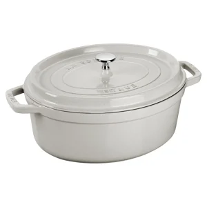 STAUB Dutch Ovens*7 Qt, Oval, Cocotte, White Truffle