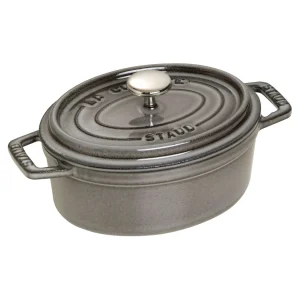 STAUB Dutch Ovens*1.1 Qt, Oval, Cocotte, Graphite Grey