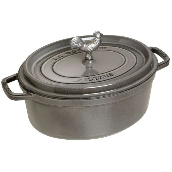 STAUB Dutch Ovens*5.75 Qt, Oval, Coq Au Vin Cocotte, Graphite Grey