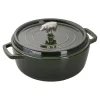 STAUB Dutch Ovens*6 Qt, Pig, Cochon Shallow Wide Round Cocotte, Basil