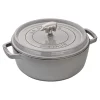 STAUB Dutch Ovens*6 Qt, Pig, Cochon Shallow Wide Round Cocotte, Graphite Grey