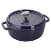 STAUB Dutch Ovens*6 Qt, Pig, Cochon Shallow Wide Round Cocotte, Dark Blue