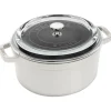 STAUB Dutch Ovens*4 Qt, Round, Glass Lid Cocotte, White Truffle