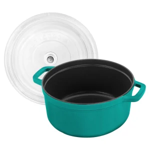 STAUB Dutch Ovens*4 Qt, Round,  Glass Lid Cocotte, Turquoise