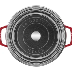 STAUB Dutch Ovens*4 Qt, Round, Glass Lid Cocotte, Cherry