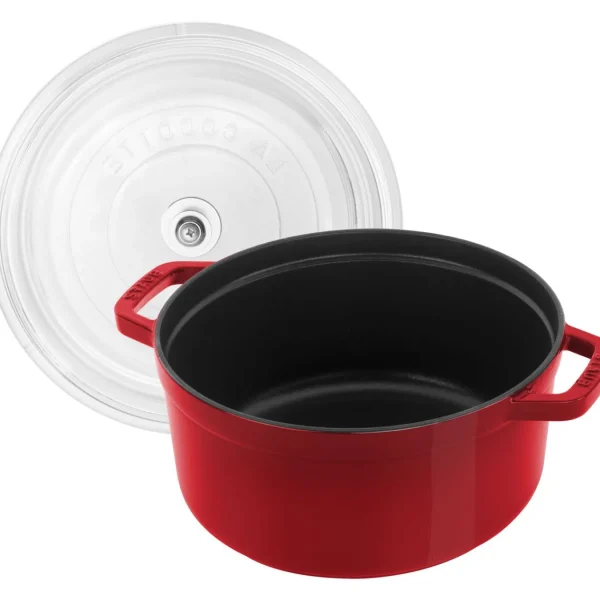 STAUB Dutch Ovens*4 Qt, Round, Glass Lid Cocotte, Cherry