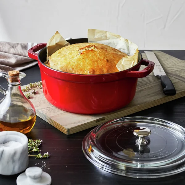 STAUB Dutch Ovens*4 Qt, Round, Glass Lid Cocotte, Cherry