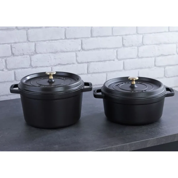 STAUB Dutch Ovens*5 Qt, Round, Tall Cocotte, Black Matte